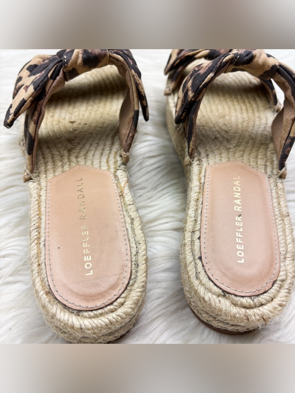 Loeffler Randall Leopard Print Bow Espadrille Slide - Cream, Brown, Black - Picture 6 of 10
